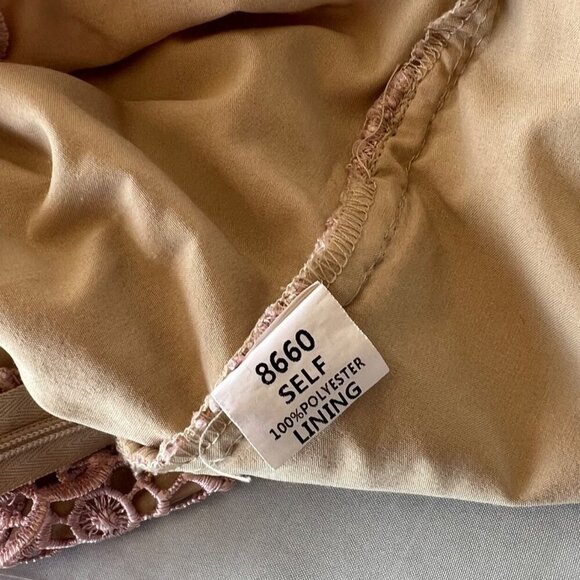 Minuet Lace Rose Gold Dress Cap Sleeves Dress Size Large - Picture 11 of 15